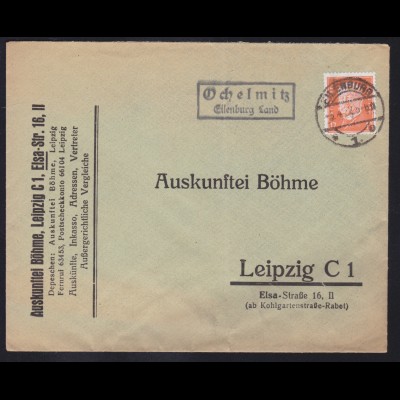 EILENBURG 1 *1e 5.4.32 + R2 Ochelwitz Eilenburg Land auf Brief nach Leipzig