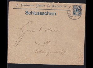 Berlin Packetfahrt Umschlag 3 Pfg. A. Rothstein, Brief Mittelbug und Einriss