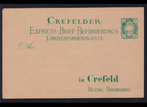 Crefelder Express-Brief-Beförderung Postkarte 2 Pfg., ungebraucht