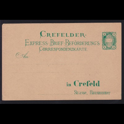 Crefelder Express-Brief-Beförderung Postkarte 2 Pfg., ungebraucht