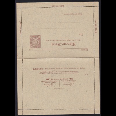 Hannover Mercur-Brief Kartenbrief 3 Pfg., ungebraucht