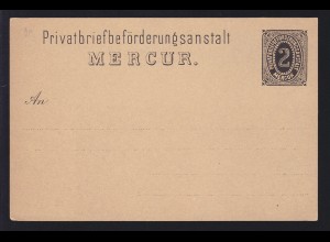 Hannover Privatbriefbeförderungsanstalt Mercur Postkarte 2 Pfg., ungebraucht