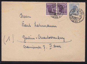 Arbeiter 6 Pfg. (waager. Paar) und 12 Pfg. auf Brief ab Kiel Reichspost 