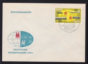 Leipziger Herbstmesse 1963 Zusammendruck auf FDC ohne Anschrift