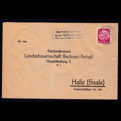 SCHLEUSINGEN LAND 2.9.34 + R2 Gerhardtsgereuth über Schleusingen auf Brief