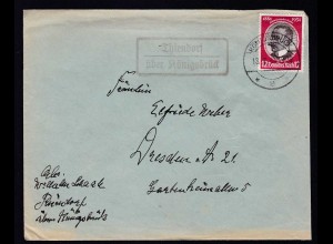 .KÖNIGSBRÜCK *a* 13.7.38 + R2 Thiendorf über Königsbrück auf Brief nach Dresden