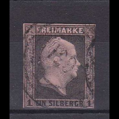 König Friedrich Wilhelm IV 1 Sgr. mit Nummernstempel 128 (= Billerbeck)