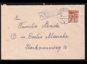 SCHLESWIG 1 a 30.12.47 + R2 24 Havetorf Über Schleswig auf Brief nach Berlin