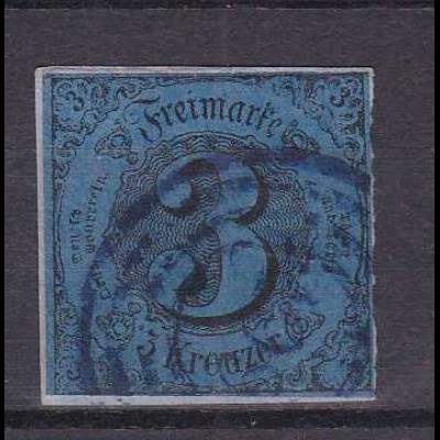 Ziffer 3 Kr. auf Briefstück mit Nummernstempel 199 (= Niederlahnstein)