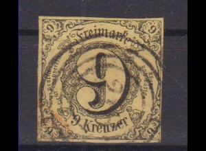 Ziffer 9 Kr. mit Nummernstempel 215(= Wiesbaden)