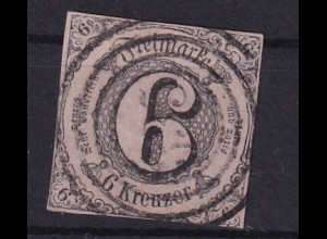 Ziffer 6 Kr. mit Nummernstempel 335(= Ostrach)