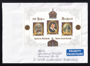 150 Jahre Hochzeit Kaiserin Elisabeth und Kaiser Franz-Hjosef Block auf Brief