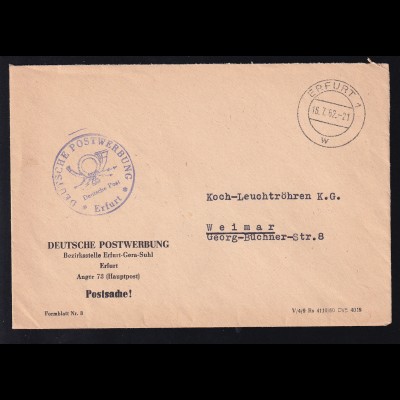1962 Brief (Postsache) der Deutschen Postwerbung Bezirksstelle Erfurt-Gera-Suhl