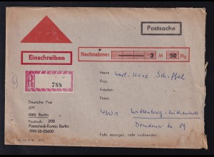 Nachnahme-R-Postsqache der Deutschen Post ZPF 1085 Berlin