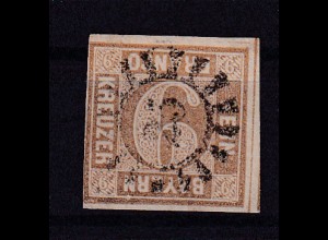 Wertziffer 6 Kr. mit Mühlradstempel 23 (= Bayreuth)