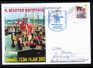 9. Rügener Hafentage 2002 Sonderpostkarte mit Cachet und Tagesstempel