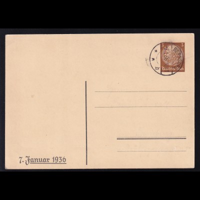 1. Tag der Briefmarke 7.1.1936 mit Blanko-Stempel Bernburg 7.1.36