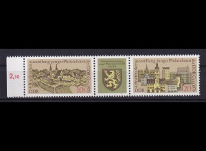 Briefmarkenausstellung junger Philatelisten der DDR, Zusammendruck Randstück **