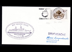 OSt. Lübeck-Travemünde 8.9.74 + Cachet MS Baltic Star auf Brief