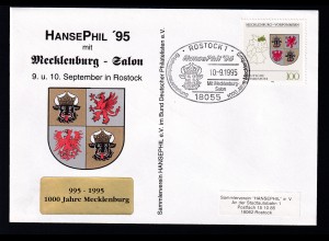ROSTOCK 1 18055 HansePhil '95 Mit Mecklenburg-Salon BRIEFMARKENAUSSTELLUNG 