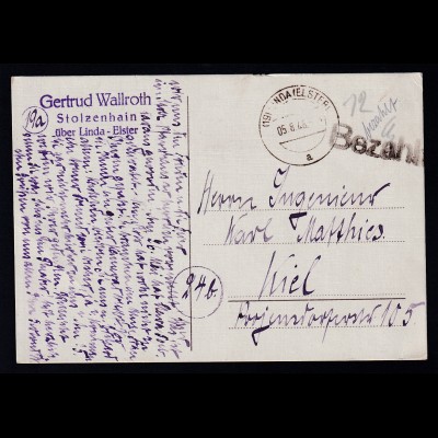 (19) LINDA (ELSTER) a 05.8.46 + L1 Bezahlt auf Postkarte aus Stolzenhain über 