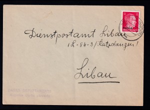 Hitler 12 Pfg. mit Aufdruck "OSTLAND" auf Brief mit Stempel HASENPOTH (AIZPUTE) 