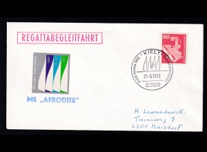 Kieler Woche 1982 Brief mit Sonderstempel + L1 MS "AFRODITE" + R1 
