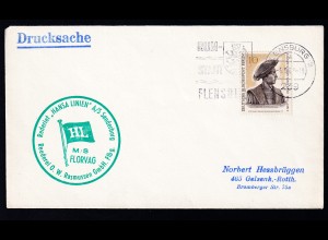 OSt. Flensburg 5.6.66 + Cachet MS Florvag auf Brief