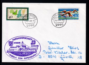 OSt. Papenburg 16.3.88 + Cachet MS Gisela von Papenburg auf Brief