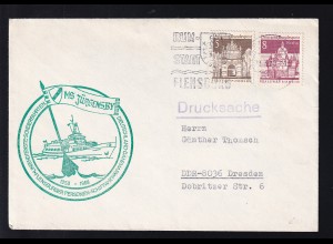 OSt. Flensburg 23.3.70 + Cachet MS Jürgensby auf Brief