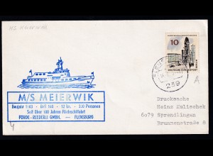 OSt. Flensburg 16.10.66 + Cachet MS Meirtwik auf Brief