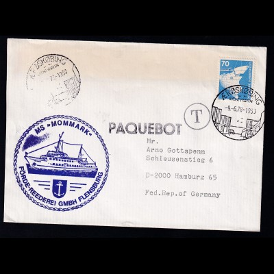 OSt. Aeroskoburg 9.6.78 + L1 PAQUEBOT + Bordstempel MS Mommark auf Brief