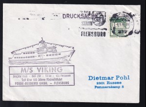 OSt. Flensburg 8.1.70 + Cachet MS Viking auf Brief