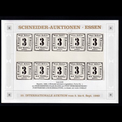 Schneider-Auktionen, Essen Reklame-Block 8 mit Bayern Porto 1 im Zwischensteg-