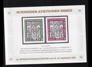 Schneider-Auktionen, Essen Reklame-Block 16 mit BRD 139/40 U