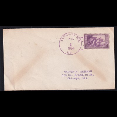1934 Zahlenstempel SEVENTY SIX auf Brief