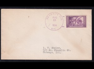 1934 Zahlenstempel SEVENTY SIX auf Brief