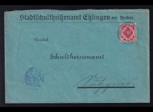 Ziffer 10 Pfg. auf Brief des Stadtschultheißenamtamt Eßlingen am Neckar 