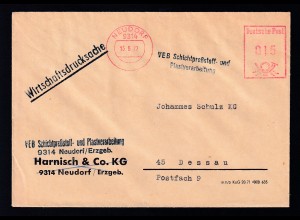 Brief des VEB Schichtpreßstoff- und Plastverarbeitung Neudorf mit Freistempel