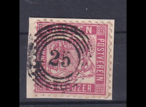 Wappen 3 Kr. auf Briefstück mit Nummernstempel 25 (= Constanz)