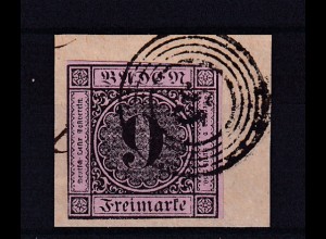 Ziffer 9 Kr. auf Briefstück mit Nummernstempel 55 (= Haslach)