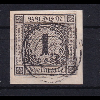 Ziffer 1 Kr. auf Briefstück mit Nummernstempel 58 (= Heiligenberg)