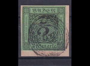 Ziffer 3 Kr. auf Briefstück mit Nummernstempel 69 (= Kenzingen