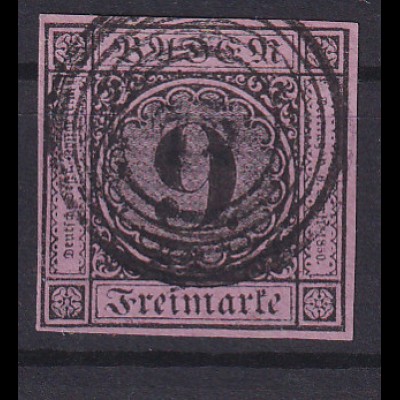 Ziffer 9 Kr. mit Nummernstempel 75 (= Königschaffhausen)