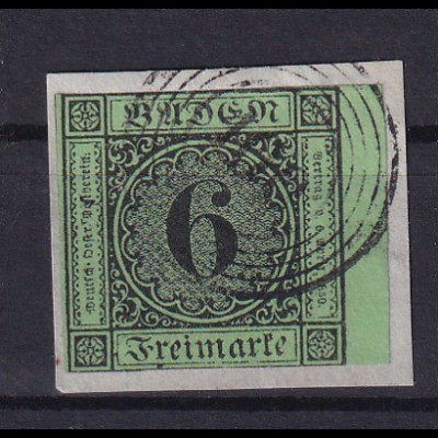 Ziffer 6 Kr. auf Briefstück mit Nummernstempel 100 (= Neustadt