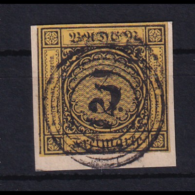 Ziffer 3 Kr. auf Briefstück mit Nummernstempel 115 (= Säckingen)