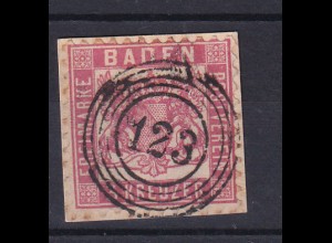 Wappen 3 Kr. auf Briefstück mit Nummernstempel 123 (= St. Blasien)