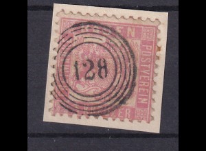 Wappen 3 Kr. auf Briefstück mit Nummernstempel 128 (= Schliengen)