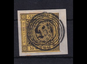 Ziffer 3 Kr. auf Briefstück mit Nummernstempel 154 (= Walldürn)