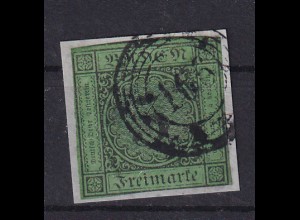 Ziffer 3 Kr. auf Briefstück mit Nummernstempel 166 (= Gondelsheim)